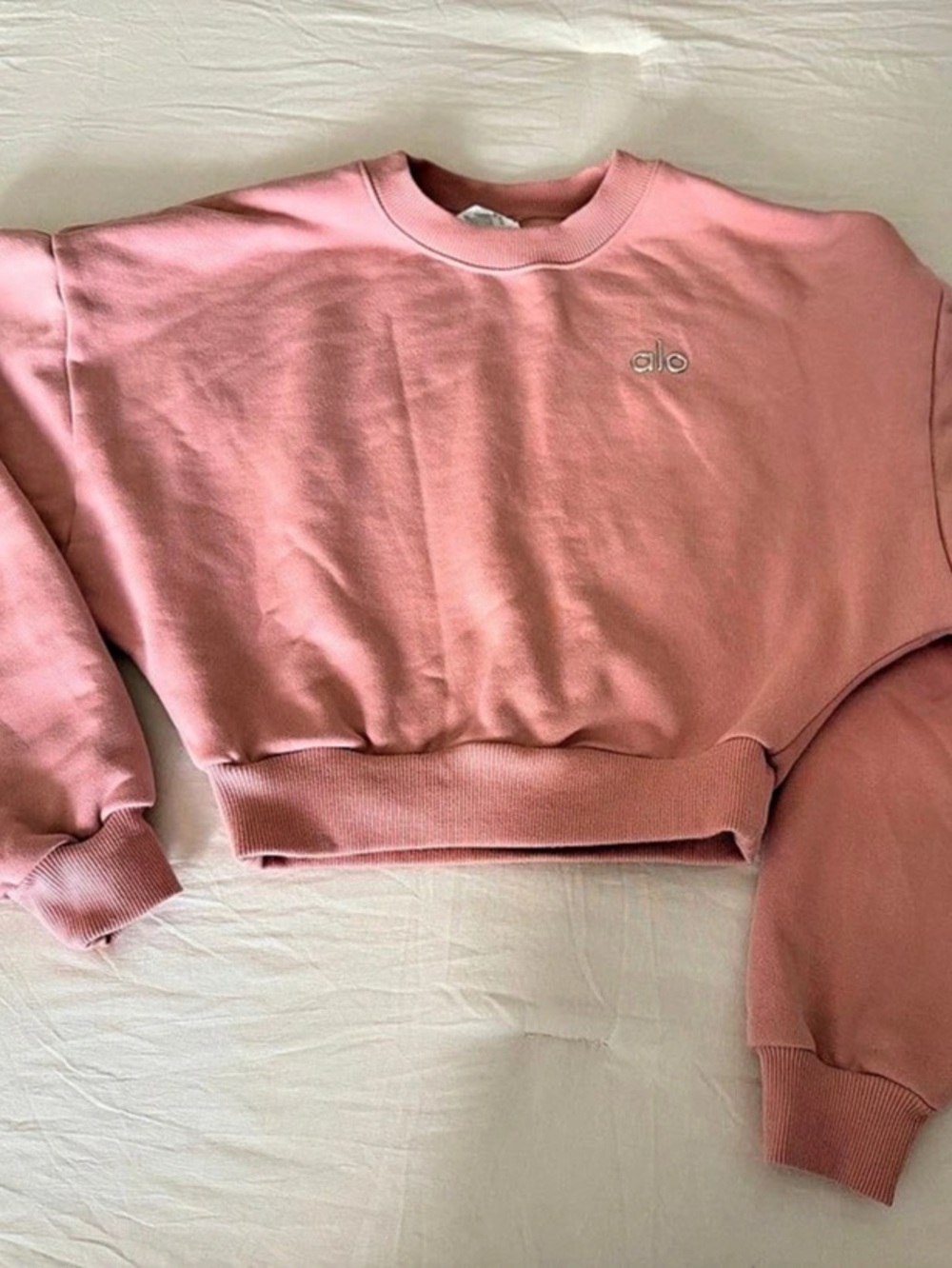 Alo Pink Cropped Sweatshirt Size XS Like New